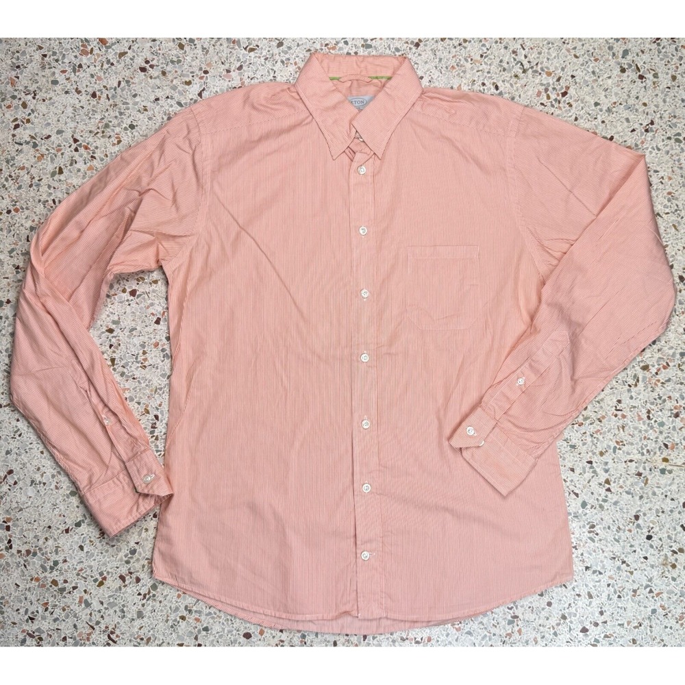 Eton Slim Men's Striped Button‎ Up Long Sleeve Dress Shirt Size Large